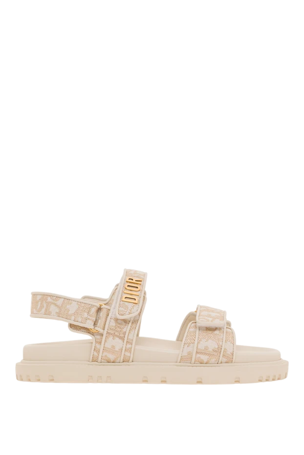 Женские сандалии Dioract из из бежевого жаккарда с металлизированной нитью - фото 1