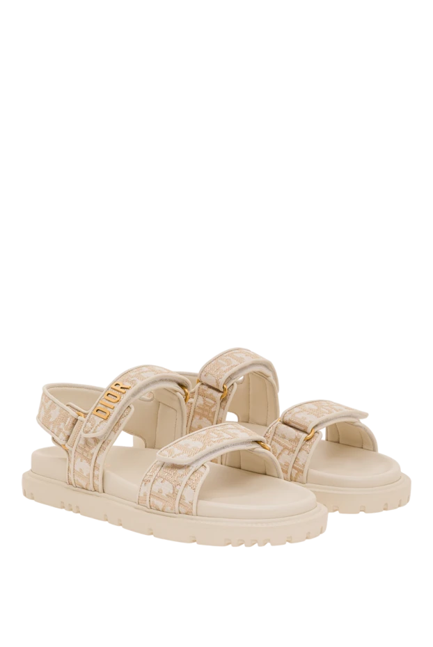 Dior dioract women's sandals made of beige jacquard with metallic thread 193302 - photo 3