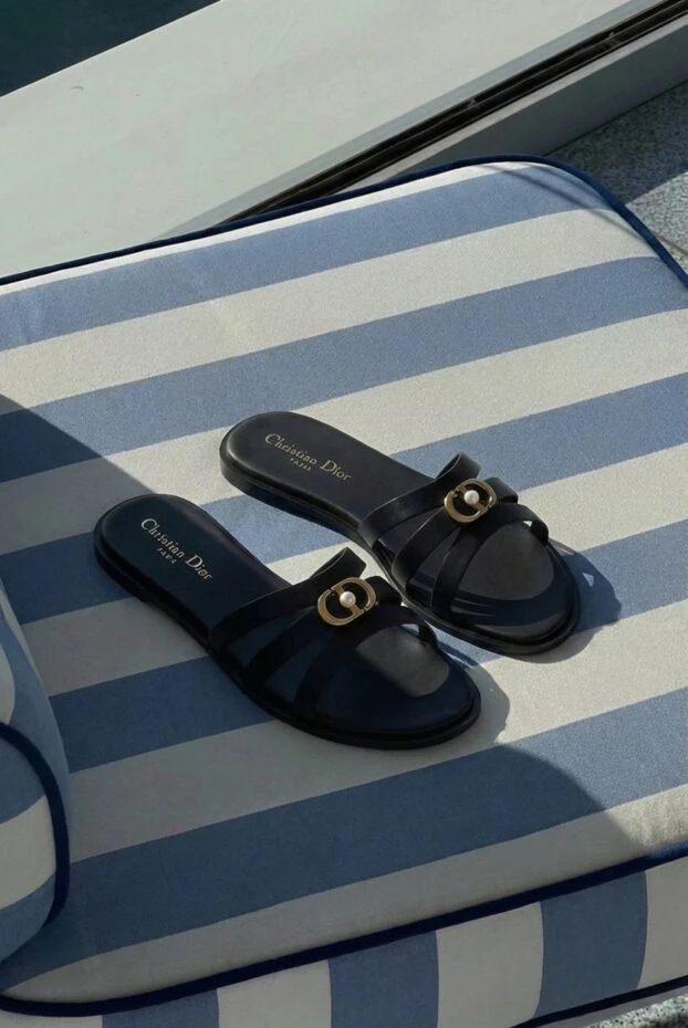 30M Slide black leather slides with CD and pearl embellishments - photo 2