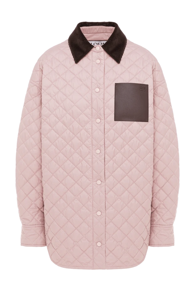 Women's quilted shirt jacket with contrast pocket and collar - photo 1