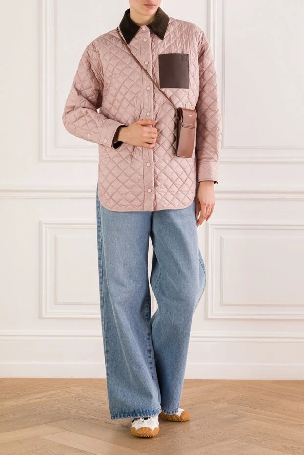 Loewe women's quilted shirt jacket with contrast pocket and collar 193313 - photo 2