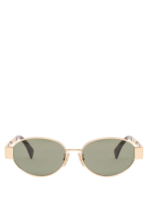 Women's sunglasses with gold metal frame and oval lenses - photo 1
