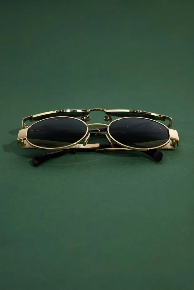 Celine алтын түсті металл жақтауы және сопақша линзалары бар әйелдерге арналған күннен қорғайтын көзілдірік 193320 - фото 2