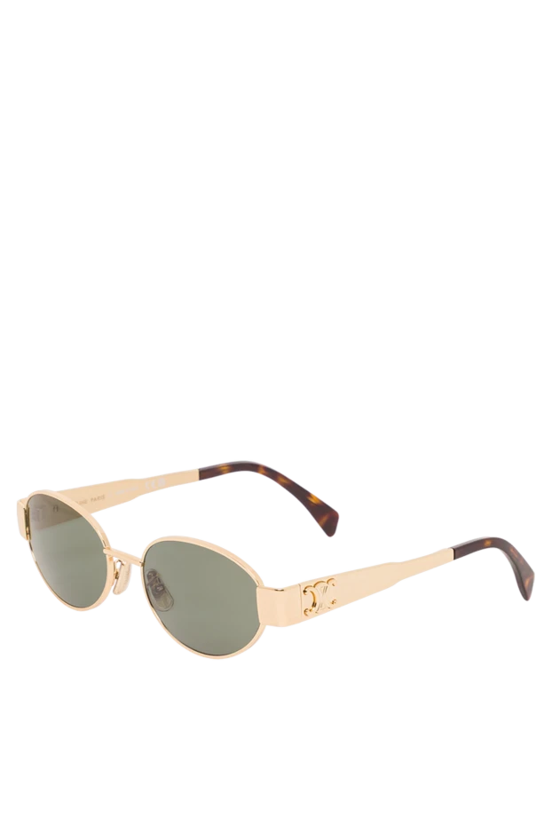 Celine алтын түсті металл жақтауы және сопақша линзалары бар әйелдерге арналған күннен қорғайтын көзілдірік 193320 - фото 3