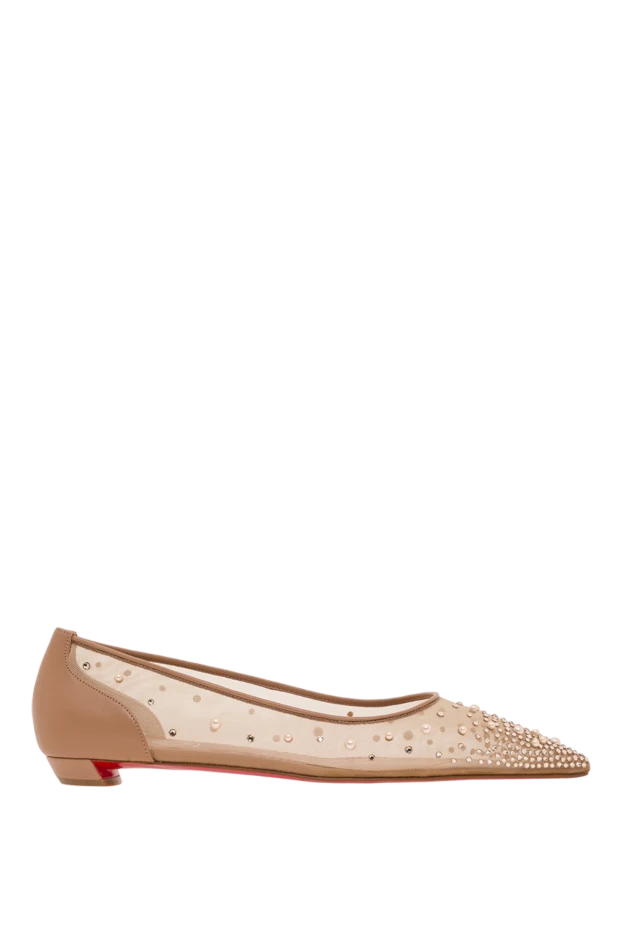 Z Degrastrassina Perla beige mesh ballet flats embellished with rhinestones and pearls - photo 1