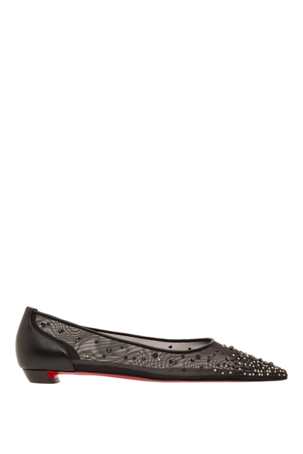 Балетки Z Degrastrassina Perla черного цвета из сетки украшенные стразами и жемчугом - фото 1
