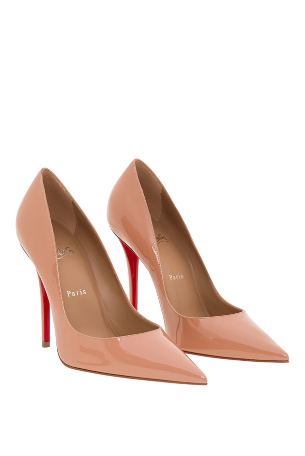 Christian Louboutin бежевые туфли-лодочки miss z из лакированной телячьей кожи 193330 - фото 3