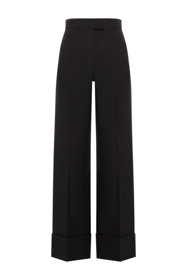 Valentino кең бүктелген және қыртыстары бар қара шалбар 193343 - фото 1