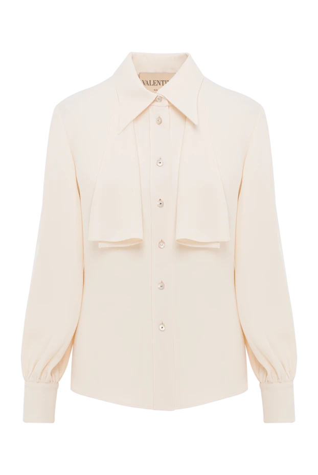 Әйелдерге арналған крем түсті жібектен жасалған блузка - фото 1