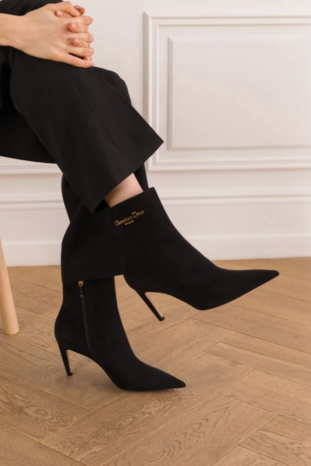 Dior my dior black goatskin suede heeled ankle boots 193348 - photo 3