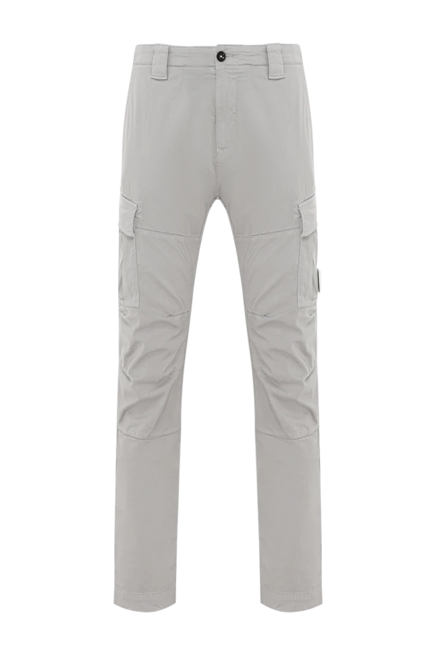 Серые мужские брюки-карго из эластичного хлопкового сатина - фото 1