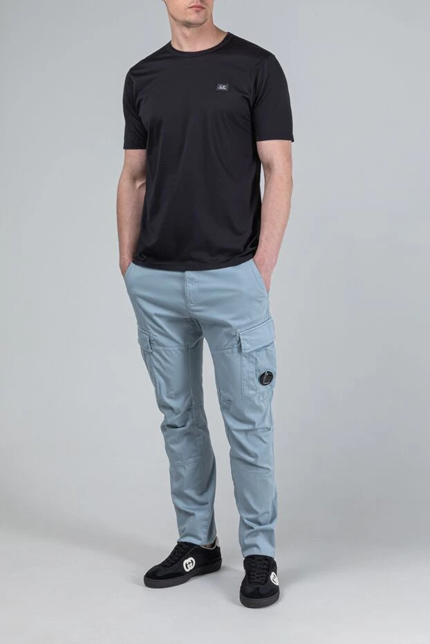 Голубые мужские брюки-карго из эластичного хлопкового сатина - фото 2