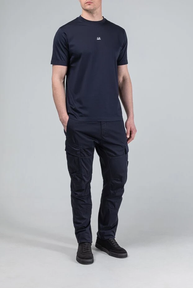 Синие мужские брюки-карго из эластичного хлопкового сатина - фото 2