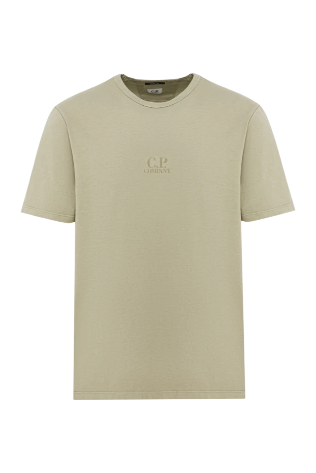 Мужская светло-зеленая футболка с логотипом на груди из 100% хлопка - фото 1