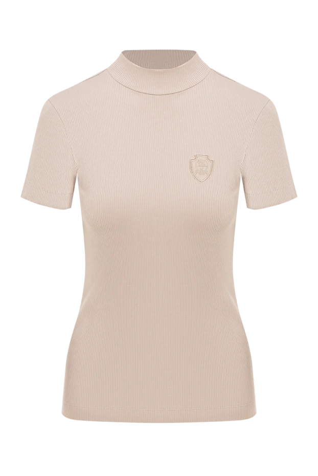 Beige cotton ribbed top made of soft stretch jersey - photo 1