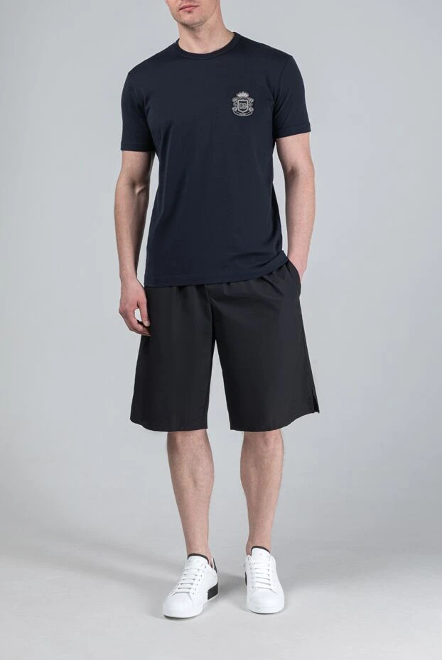 Dolce & Gabbana черная хлопковая футболка прямого кроя с круглым вырезом 193375 - фото 3