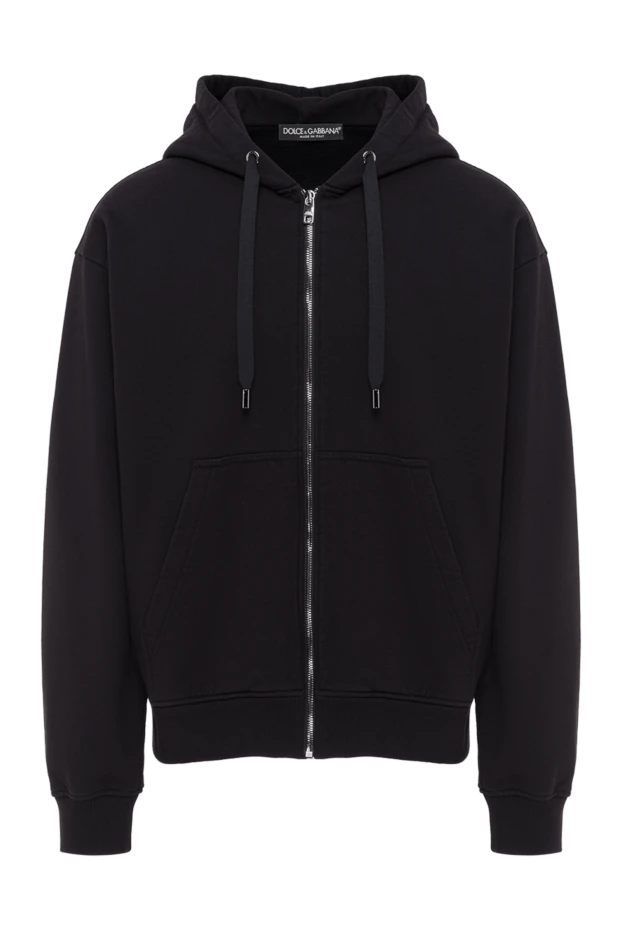 Кестеленген логотипі бар қара мақтадан тігілген жемпір - фото 1