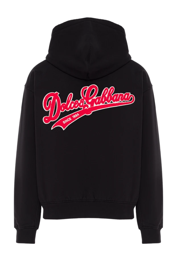 Dolce & Gabbana чёрная кофта с капюшоном из хлопкового джерси с вышитым логотипом 193378 - фото 2