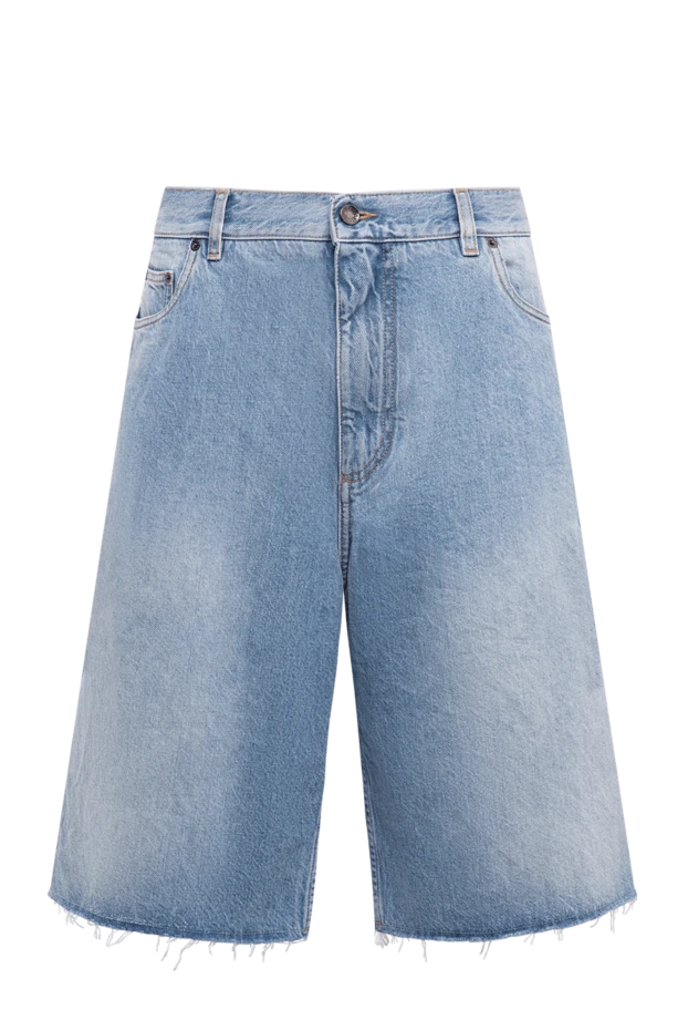 Men's denim bermuda shorts with raw hem - photo 1