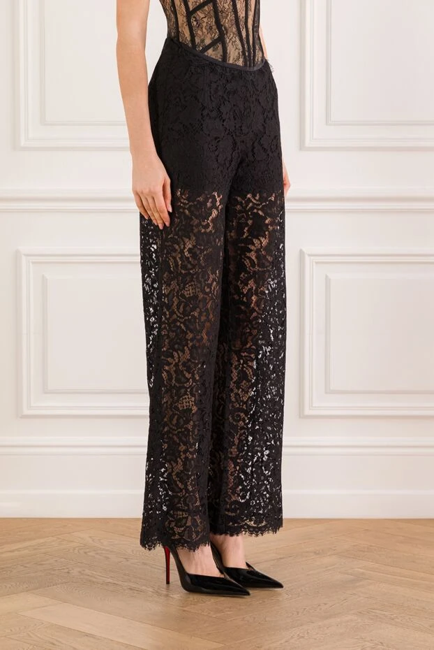 Dolce & Gabbana брюки из кордового кружева черные с цветочным узором 193411 - фото 3