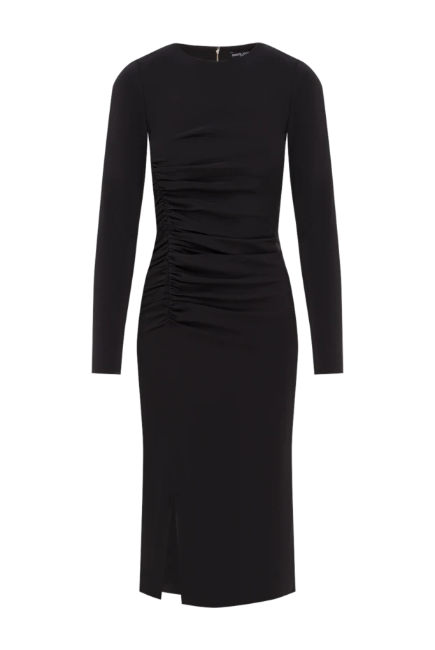 Вечернее платье из плотного кади черного цвета - фото 1