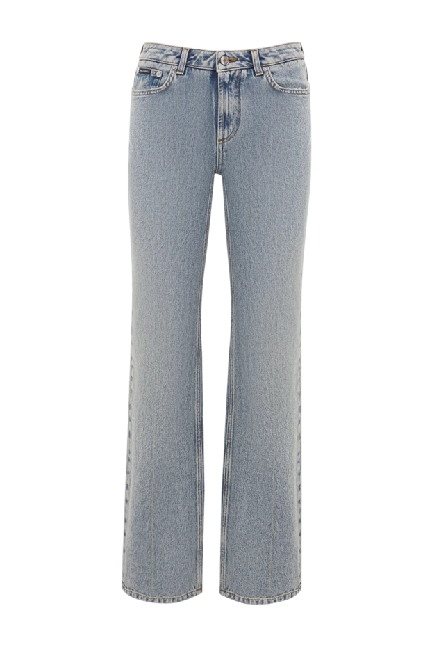 Женские джинсы светло-голубого цвета с эффектом потертости - фото 1