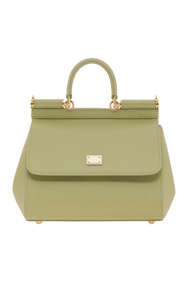 Дофин бұзау терісінен жасалған кішкентай лайм жасыл түсті Сицилия сөмкесі - фото 1