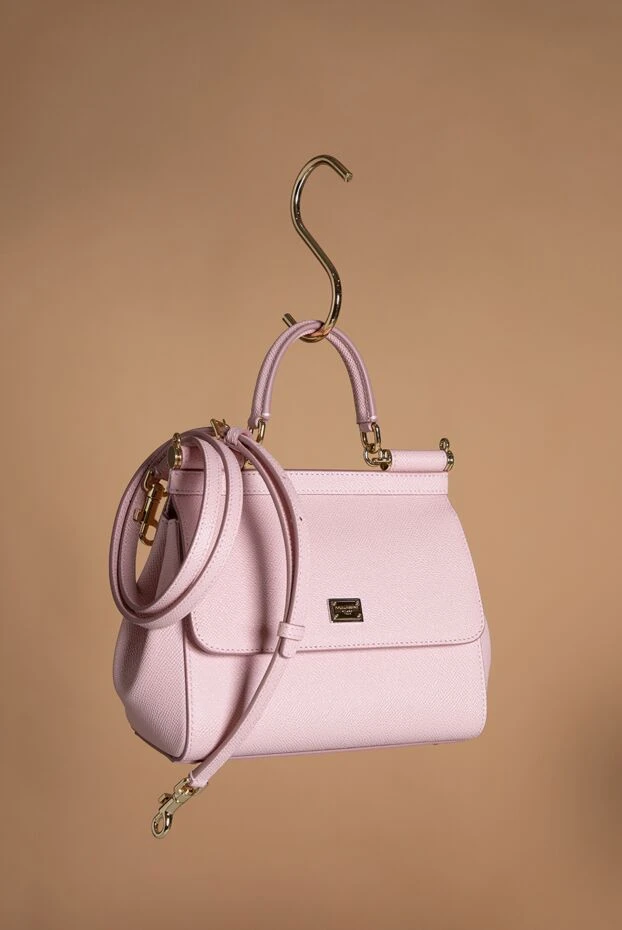 Dolce & Gabbana сицилия дофинінен жасалған кішкентай қызғылт бұзау терісінен жасалған сөмке 193418 - фото 3