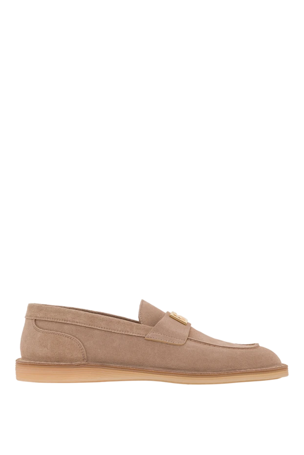 Женские лоферы в бежевом цвете из телячьей замши - фото 1