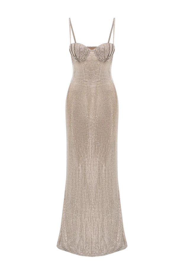 Beige crystal embellished maxi evening dress - photo 1