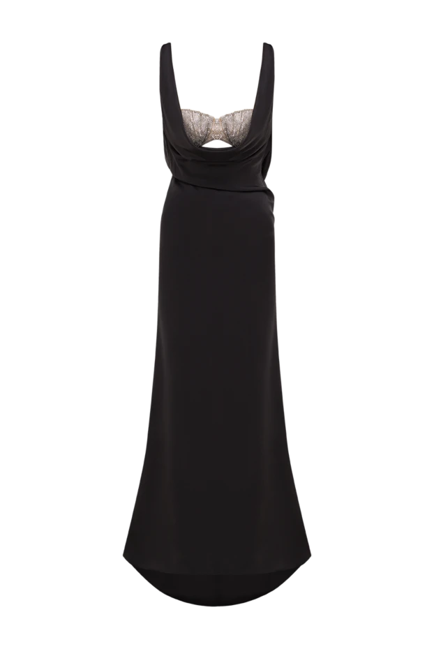Черное вечернее платье макси облегающего силуэта - фото 1