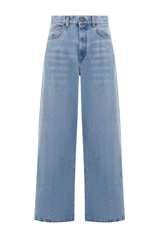 Артқы қалтасында кестеленген анаграммасы бар кең аяқты джинсы шалбар - фото 1