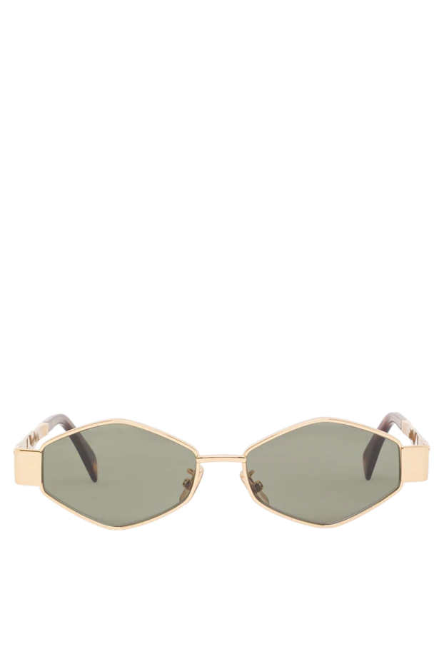 Солнцезащитные очки Triomphe Metal 02 в золотистой оправе с зелеными линзами - фото 1