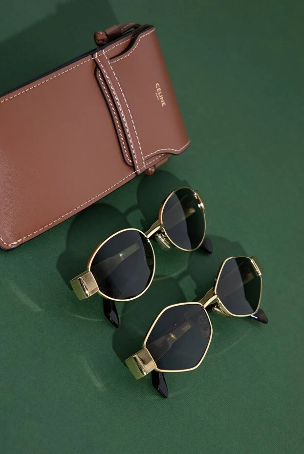 Celine алтын жақтаулы және жасыл линзалары бар triomphe metal 02 күннен қорғайтын көзілдірігі 193437 - фото 2