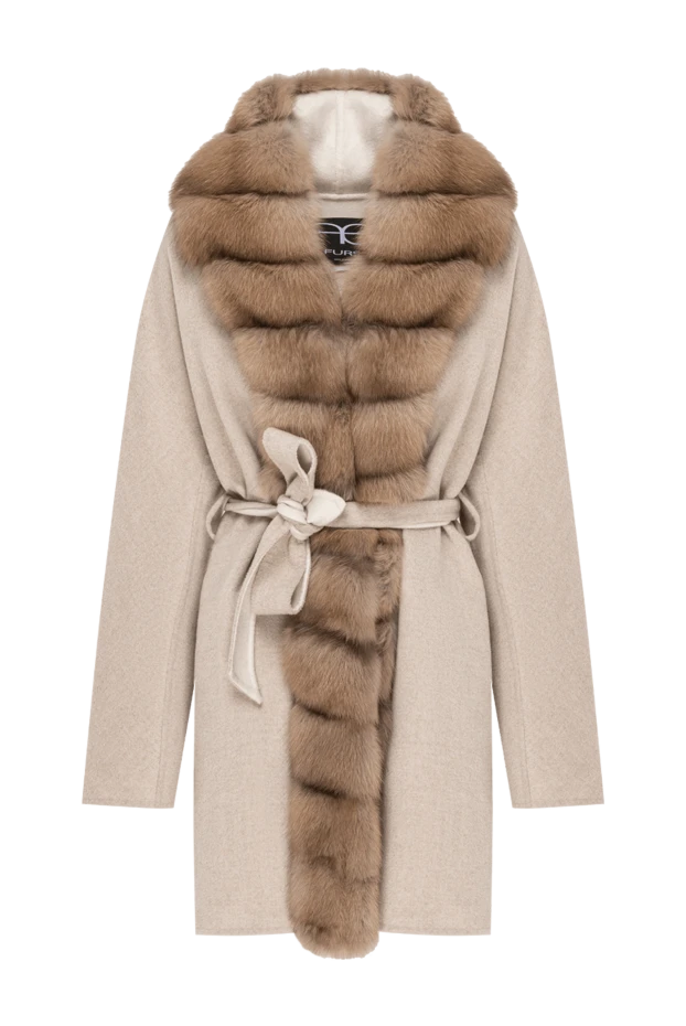 FG Furs beige cashmere coat with luxurious sable fur trim 193453 - photo 1