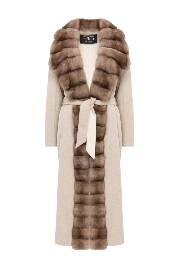 Women's premium cashmere coat with sable fur collar - photo 1