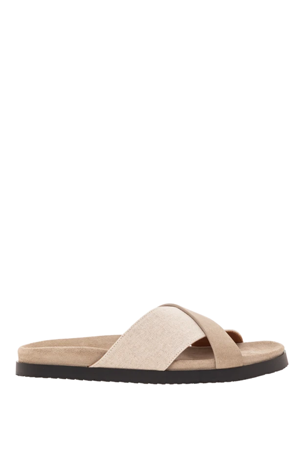 Мужские шлепанцы с перекрестными ремнями из комбинированных материалов - фото 1