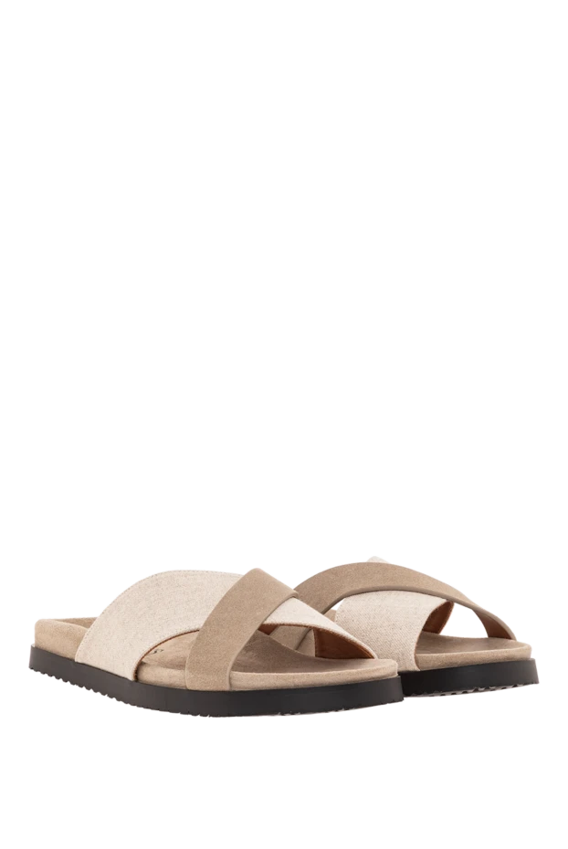 Мужские шлепанцы с перекрестными ремнями из комбинированных материалов - фото 2