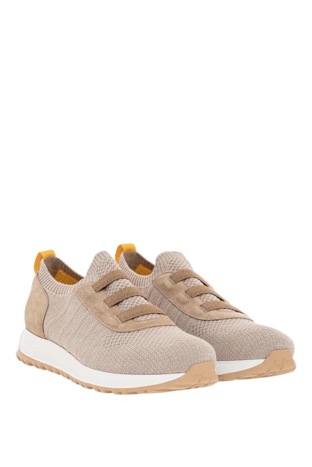 Doucal`s серые мужские кроссовки из трикотажного текстиля и кожи 193465 - фото 2