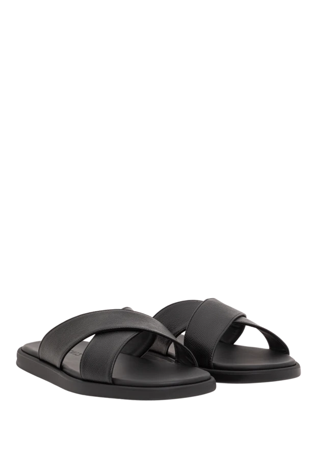 Doucal`s men's black leather cross-strap sandals 193469 - photo 2