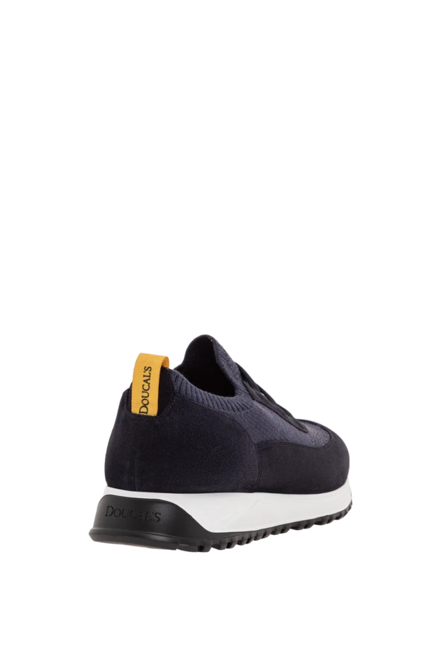 Doucal`s синие мужские кроссовки из трикотажной ткани и замши 193473 - фото 3