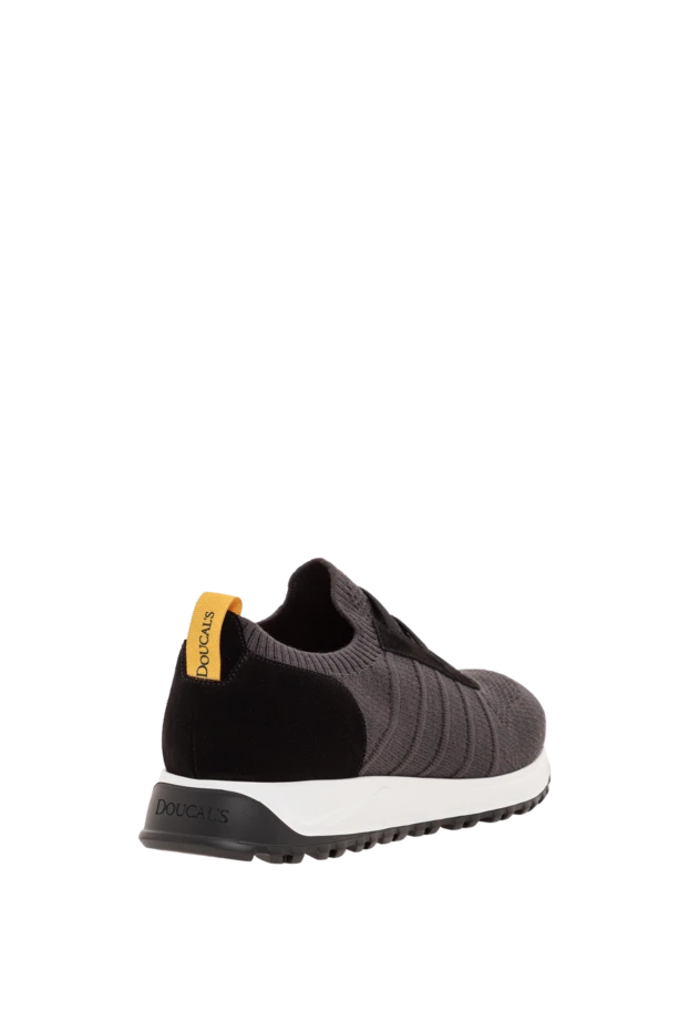 Doucal`s мужские серые кроссовки из комбинации плотного фактурного текстиля и замши 193476 - фото 3