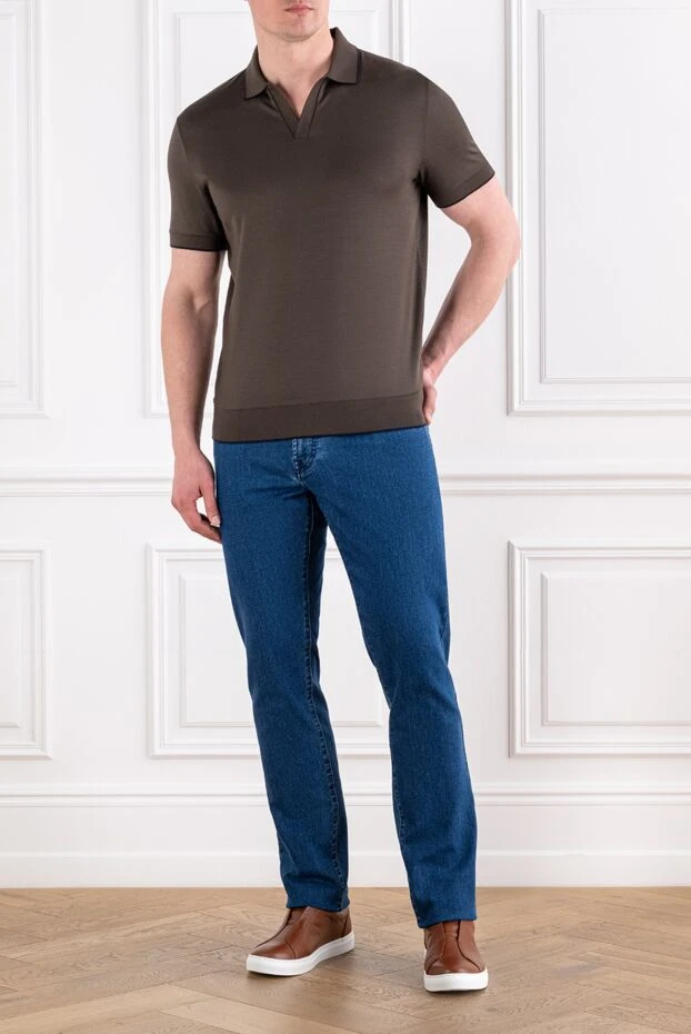 Scissor Scriptor men's blue straight-leg jeans with a crocodile patch 193492 - photo 2