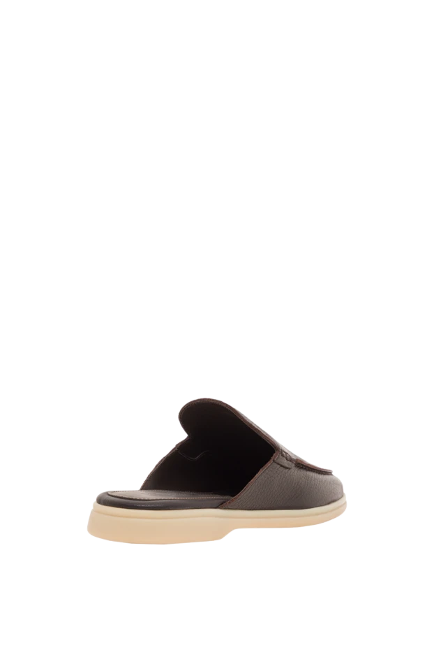 Cesare di Napoli женские мюли из зернистой кожи коричневого цвета 193495 - фото 3