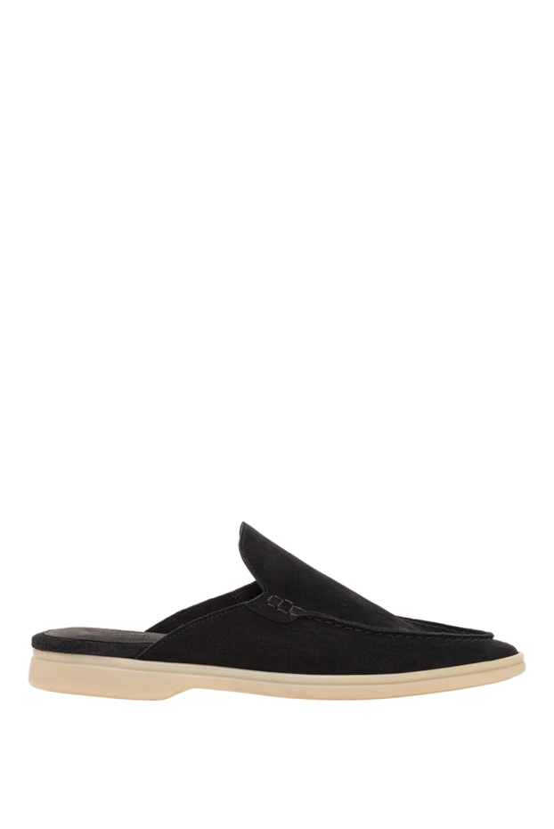 Черные замшевые мюли на светлой подошве - фото 1