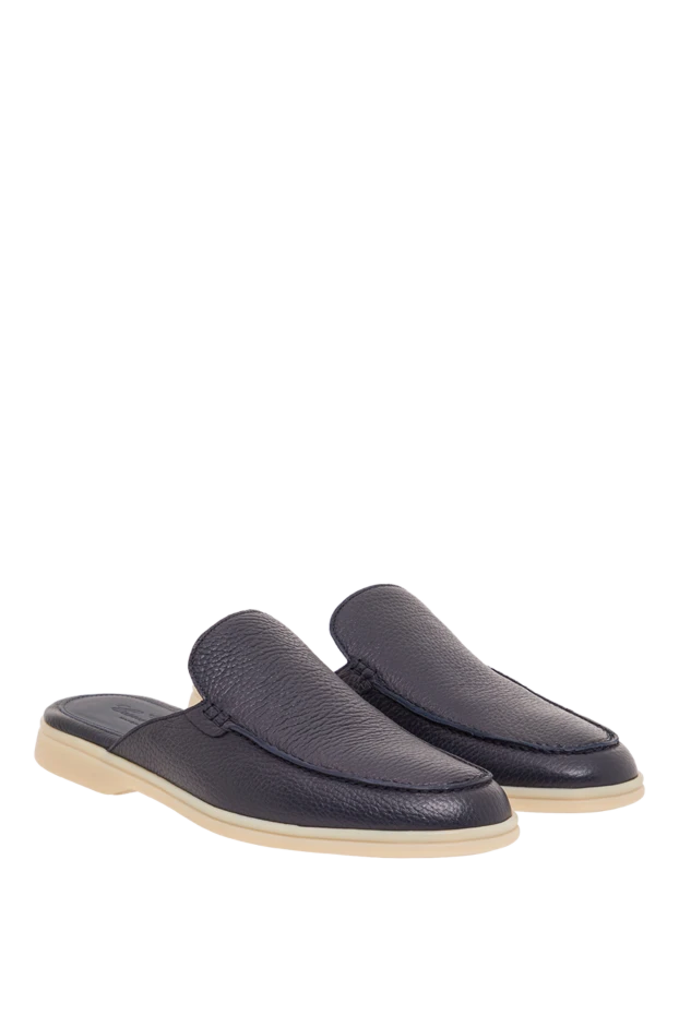 Cesare di Napoli женские мюли из зернистой кожи синего цвета 193497 - фото 2