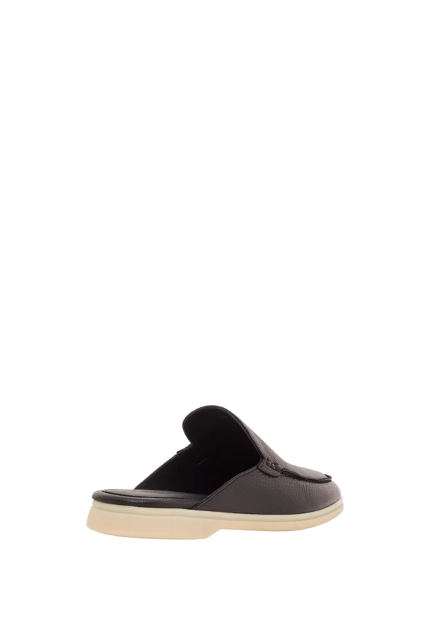 Cesare di Napoli черные мужские мюли из натуральной зернистой кожи 193498 - фото 3