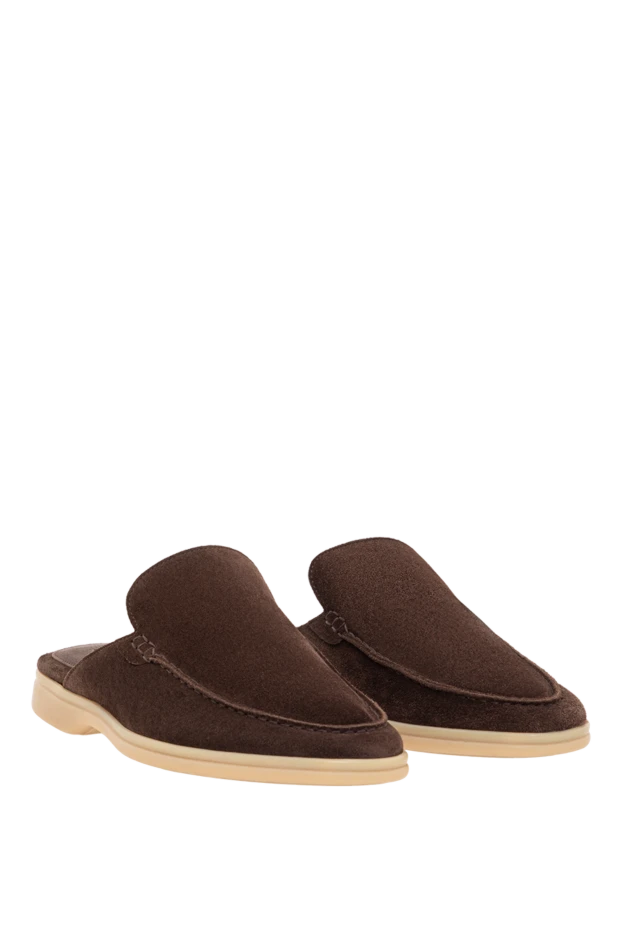 Cesare di Napoli коричневые замшевые мюли на светлой подошве 193501 - фото 2