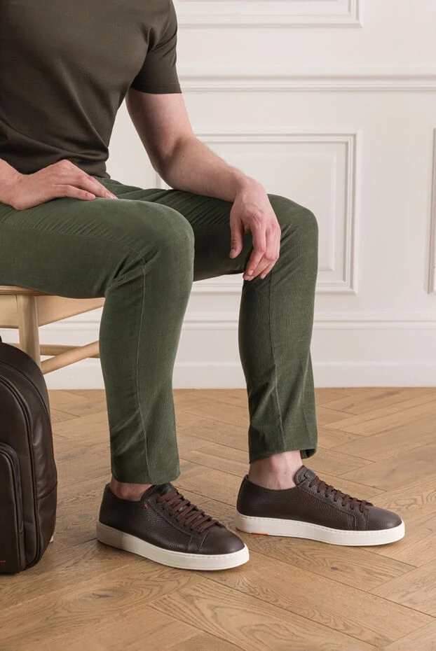 Cleanic men's brown leather sneakers - photo 2