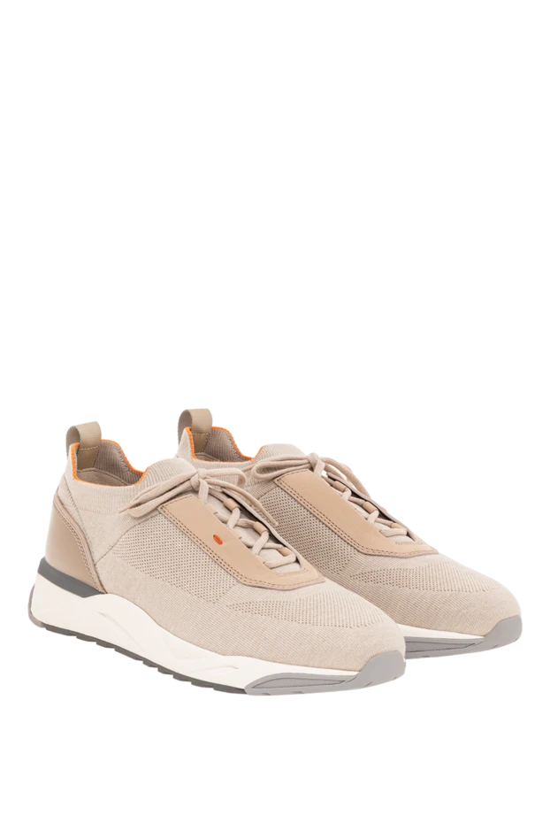 Santoni қызғылт сары жиекті бежевый түсті кроссовкалар 193510 - фото 2